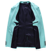 Men Blazer Jacket in Solid Light Blue One Button