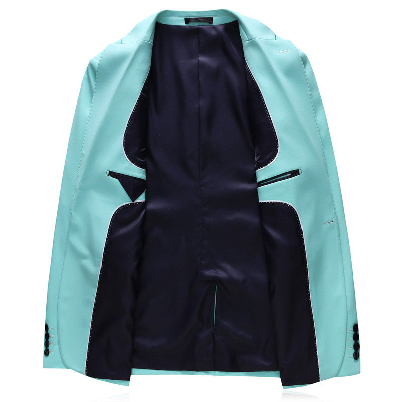 Men Blazer Jacket in Solid Light Blue One Button