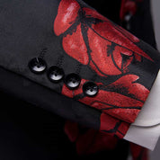Men's 2 Piece Floral Suit with Red Rose Print