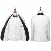 Men's 3 Piece Jacquard Wedding Tuxedo in 6 Colors