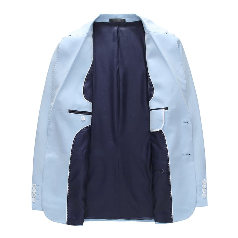 Men's 3 piece Single Breasted Suit in Sky Blue