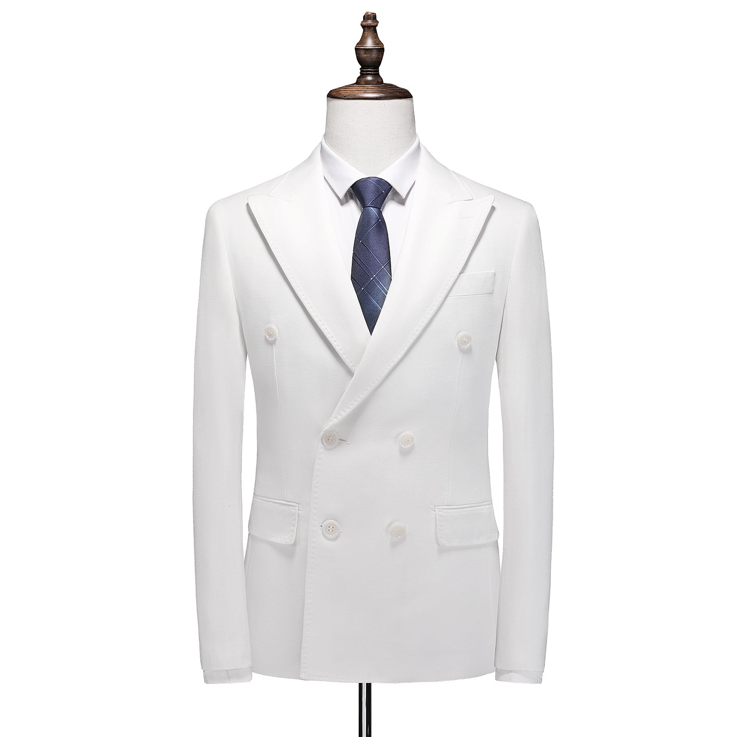 Men's Solid White Double Breasted Blazer