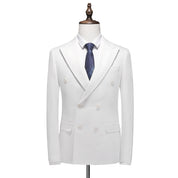 Men's Solid White Double Breasted Blazer