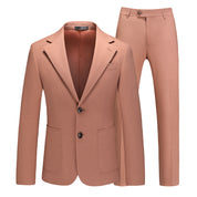 Men's 2 Piece Solid Suit Two Button Closure