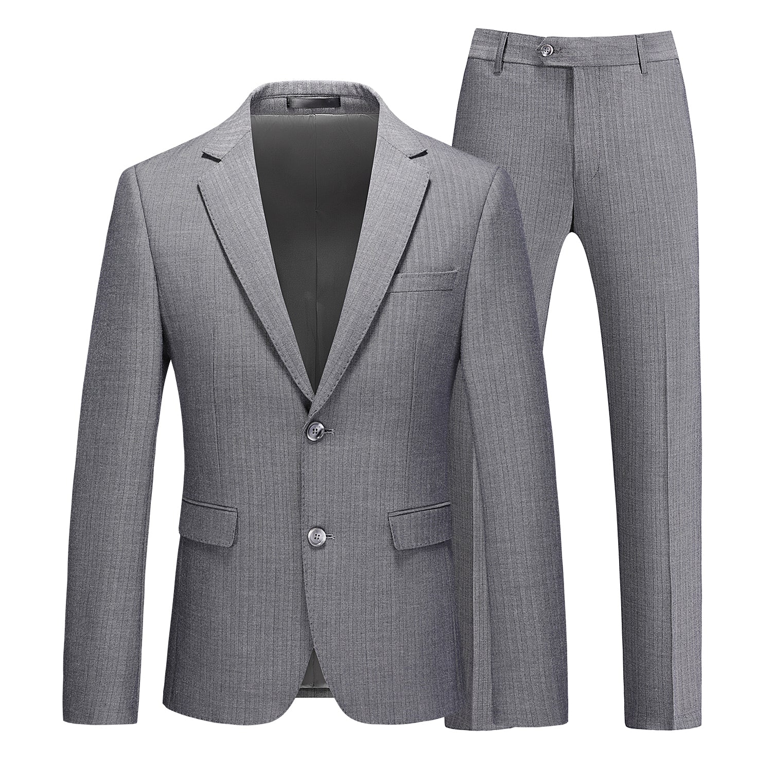 Men's 2 Piece Striped Suit Slim Fit in Grey