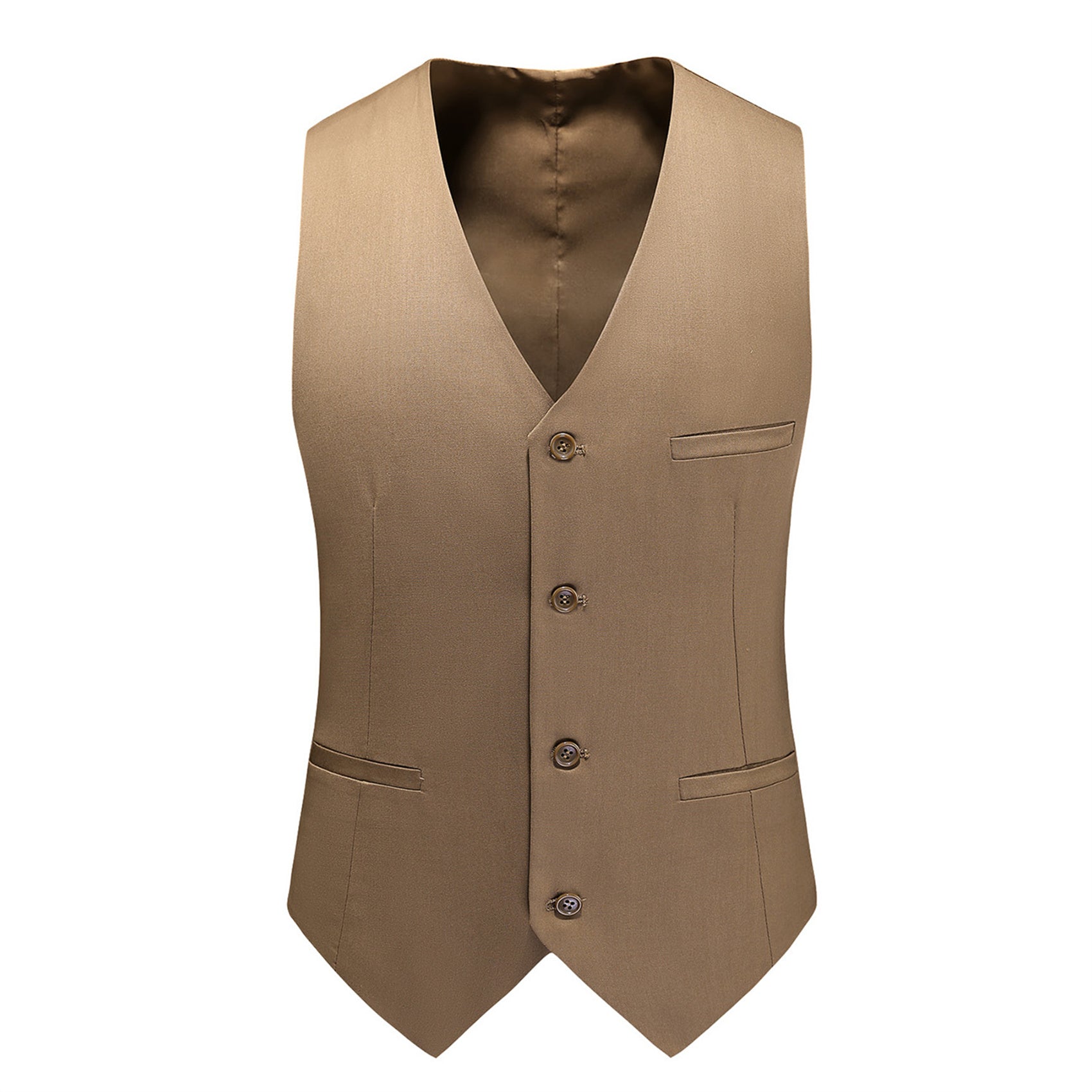 Men's Single Breasted Stylish Plain Vest Four Buttons Slim Fit Solid Waistcoat