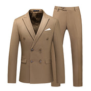 Men 2 Piece Double Breasted Suit With 10 Solid Colors