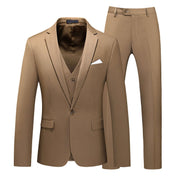 Mens 3 Piece Solid Suit with 12 Plain Colors One Button Closure