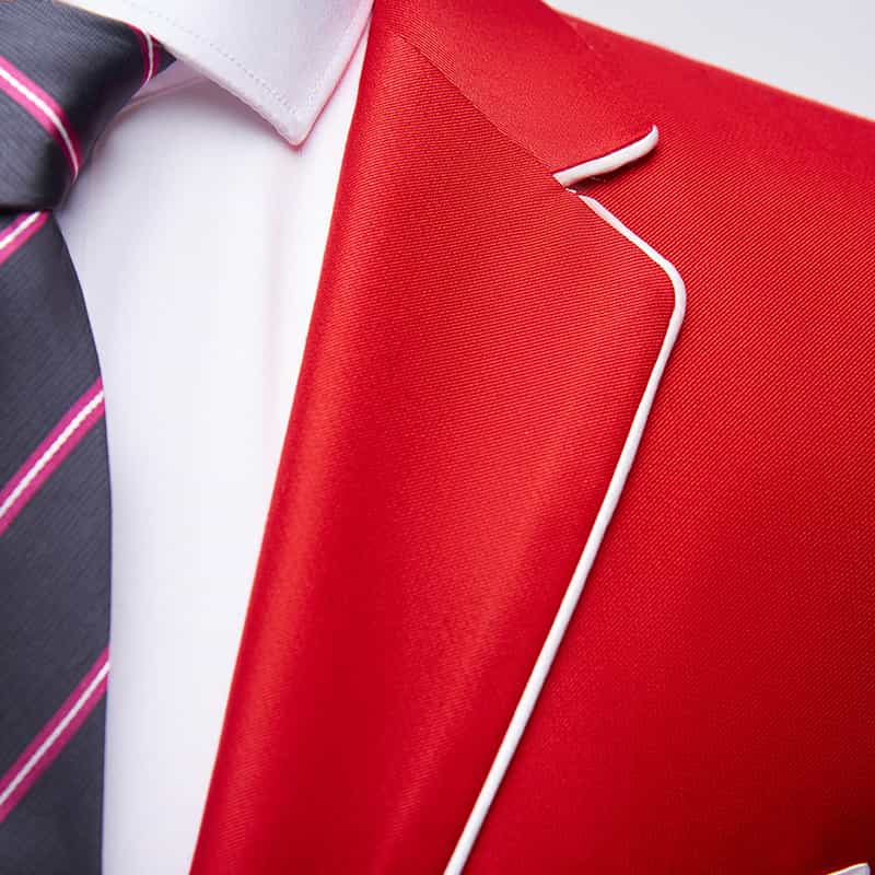 Mens 2 Piece Elegant Suit in White & Red