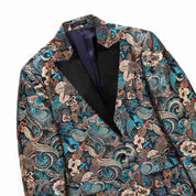 Men's Printed Blazer Slim Fit Sports Coat in Light Blue
