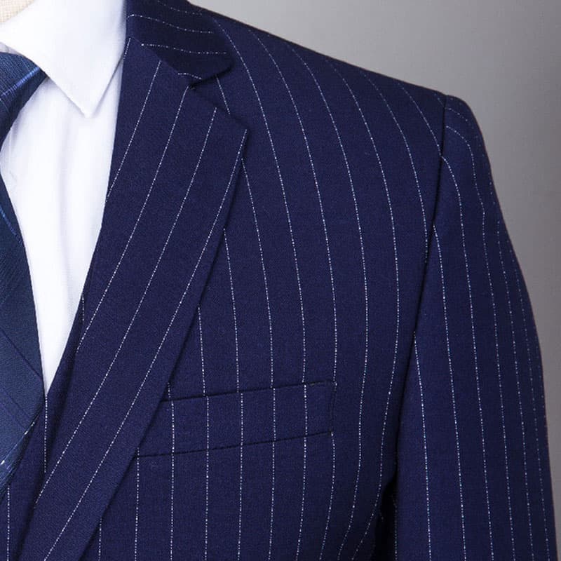 Men's 3 Piece Suit Slim Fit Pinstriped Tuxedos For Wedding Prom Groomsmen White Black Blue Grey