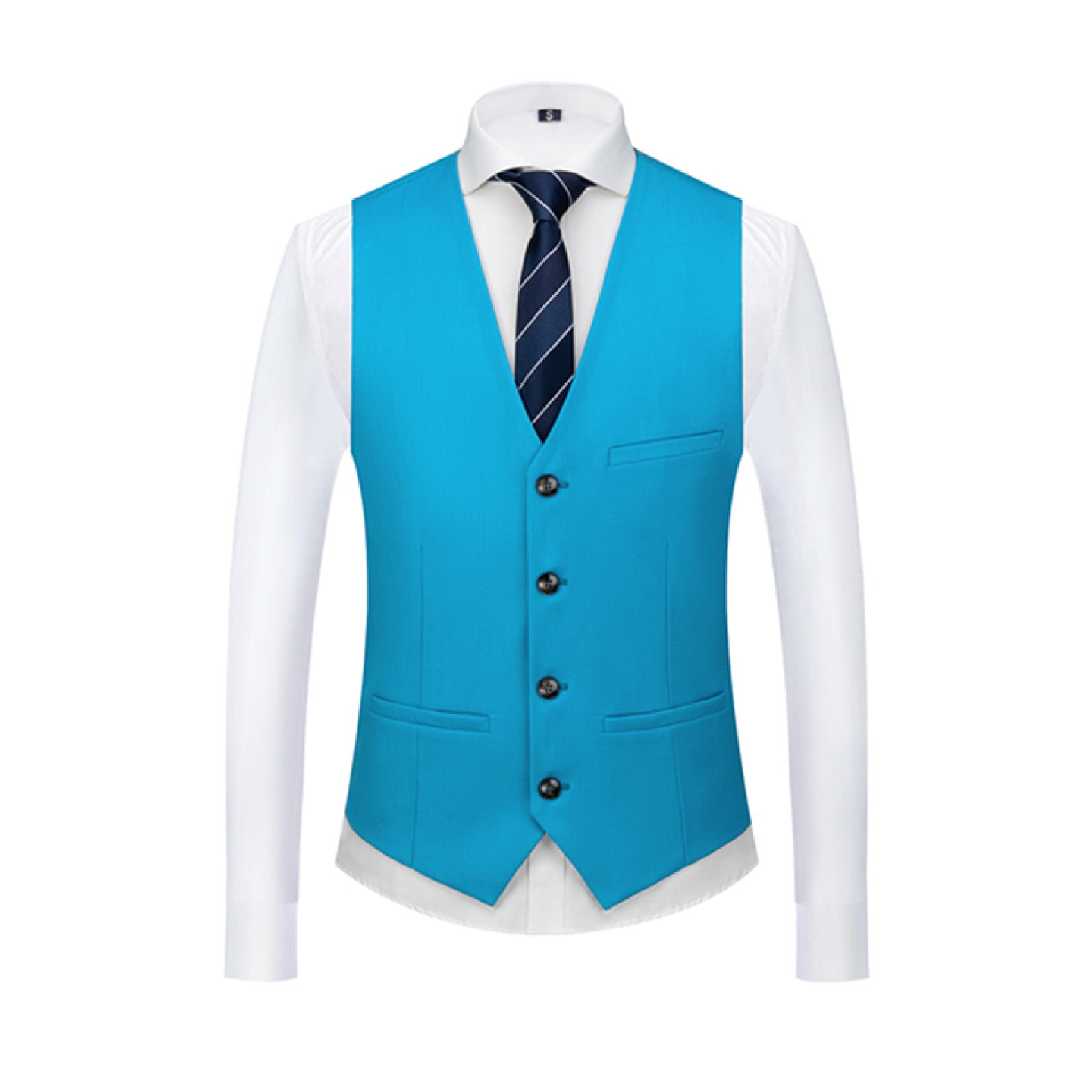 Men's Single Breasted Stylish Plain Vest Four Buttons Slim Fit Solid Waistcoat