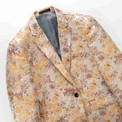 Men's Floral Blazer Slim Fit One Button in Yellow