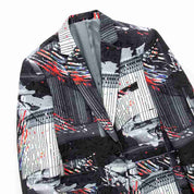 Men's Printed White Prom Blazer Sports Coat One Button