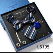 Men's 8 Pieces Gift Ties Set in Navy & Grey