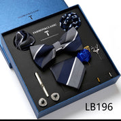 Men's 8 Pieces Gift Ties Set in Navy & Grey