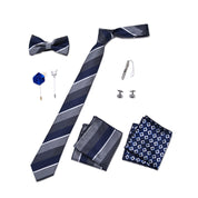 Men's 8 Pieces Gift Ties Set in Navy & Grey
