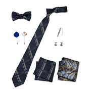 Men's 8 Pieces Gift Ties Set in Navy & Grey