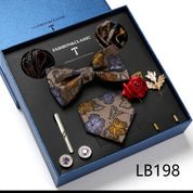 Men's 8 Pieces Gift Ties Set in Black & Khaki