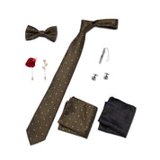 Men's 8 Pieces Gift Ties Set in Black & Khaki
