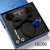 Men's 8 Pieces Gift Ties Set in Black & Khaki