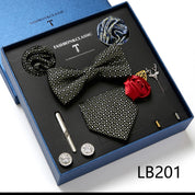 Men's 8 Pieces Gift Ties Set in Black & Khaki