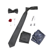 Men's 8 Pieces Gift Ties Set in Black & Khaki