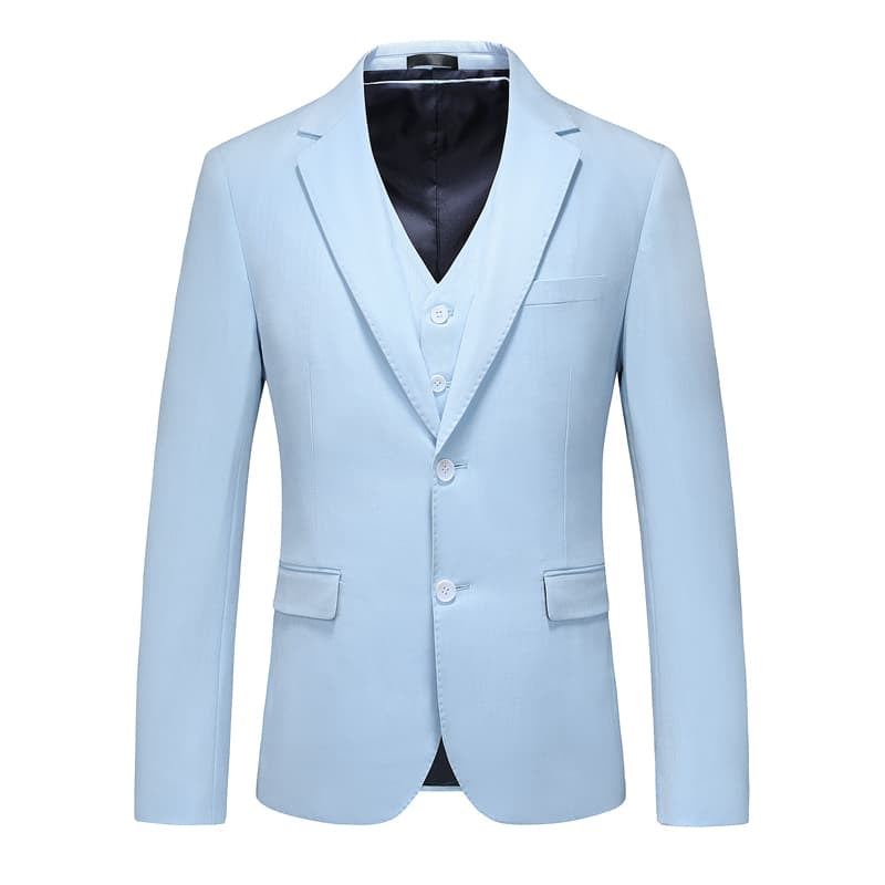 Men Blazer Two Buttons Jacket Light Blue