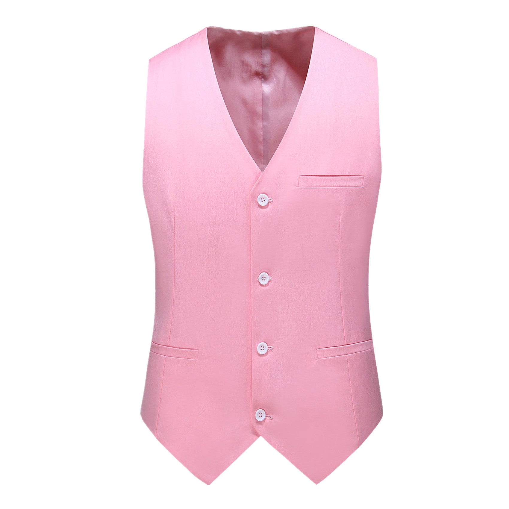 Men's Single Breasted Stylish Plain Vest Four Buttons Slim Fit Solid Waistcoat