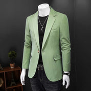 Men's Light Green Blazer Slim Fit One Button Closure