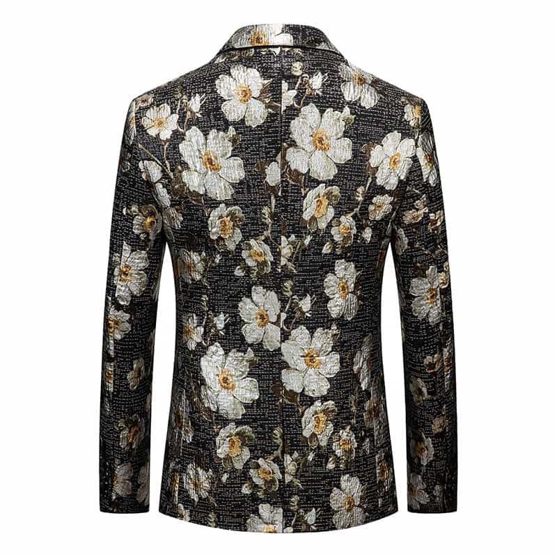 Men's Slim Fit Printed Floral Sports Suit One Button