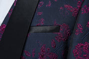 Men's 3 Pieces Suit Jacquard Tuxedo One Button