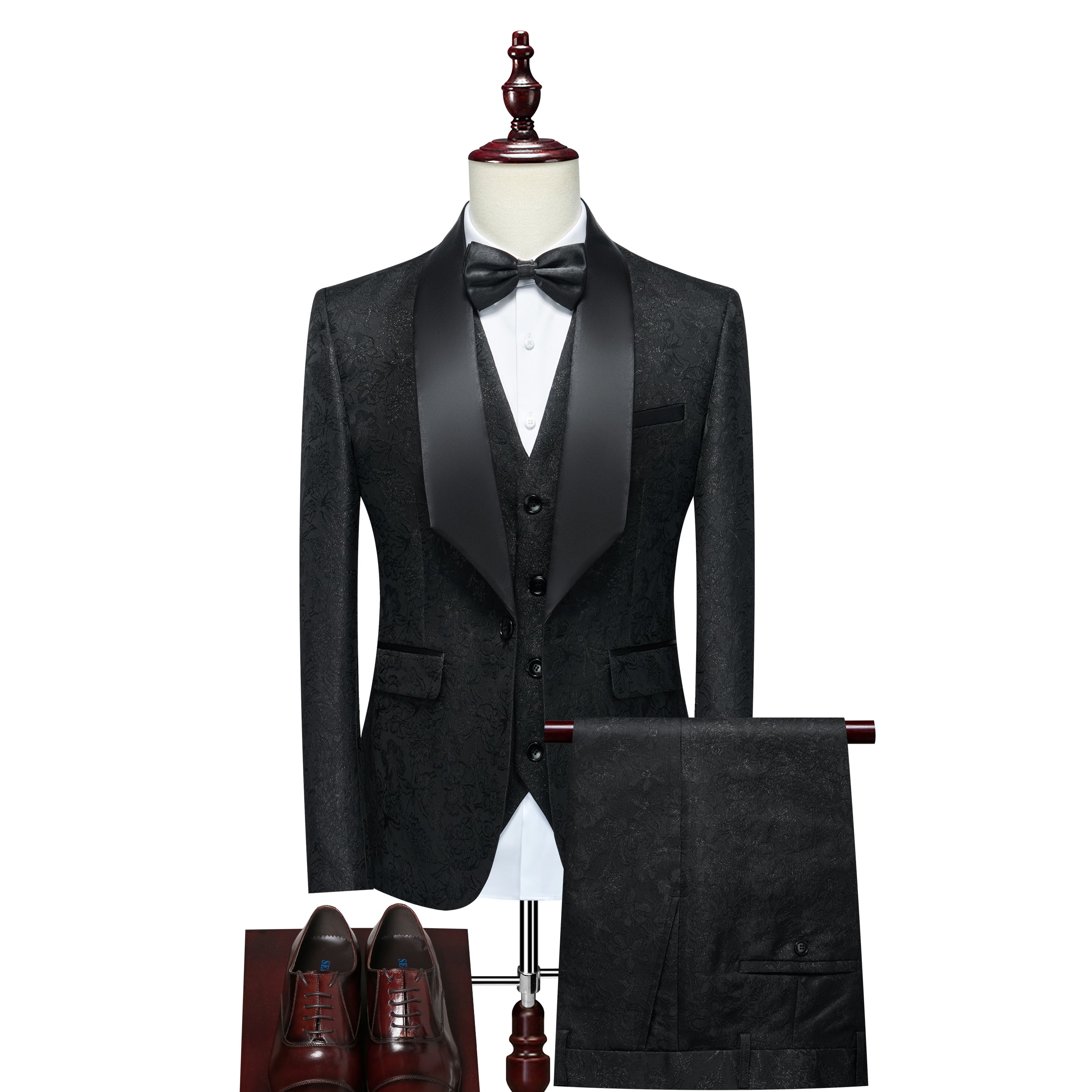 Men's 3 Piece Casual Floral Printed Tuxedos For Prom