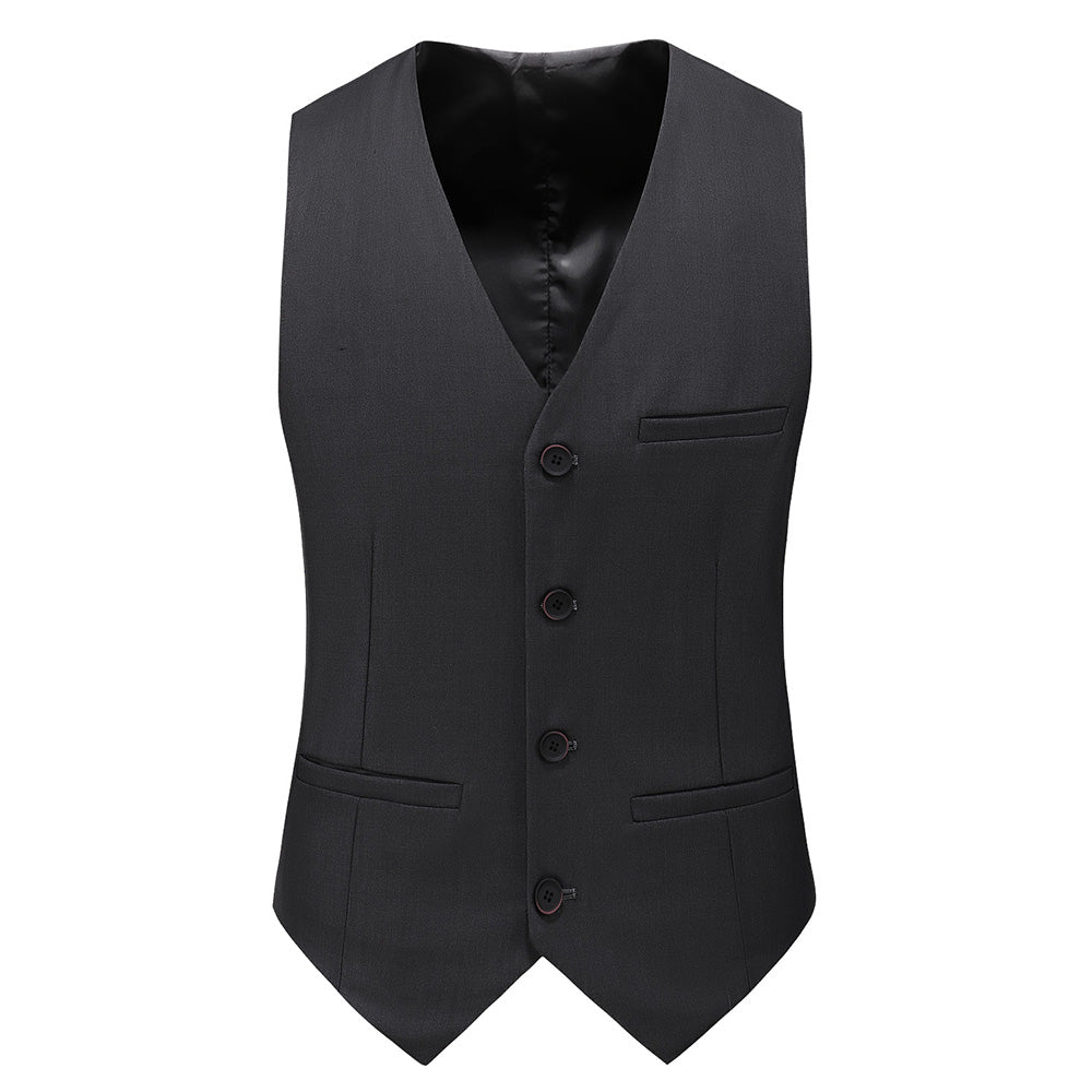 Men's Single Breasted Stylish Plain Vest Slim Fit Solid Waistcoat For Prom Groomsman Wedding Party