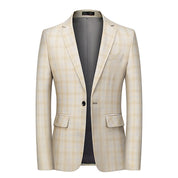 Men's Plaid Blazer in Blue Beige Pink Checked