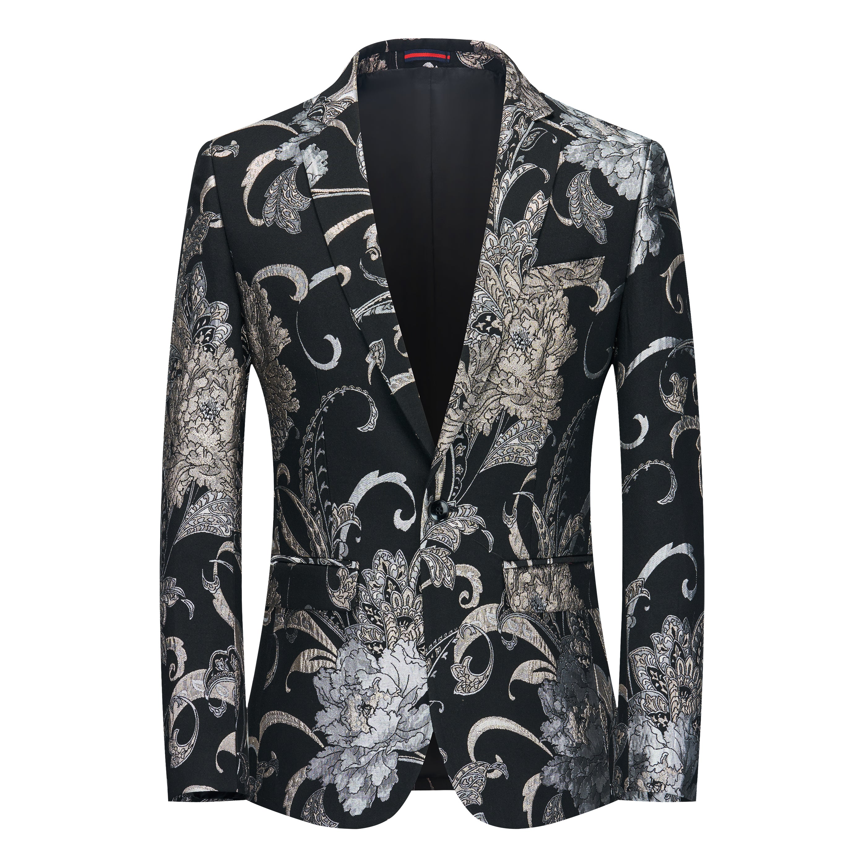 Men's Blazer Casual One Button Suit Jacket Leisure Floral Printed Sport Coat