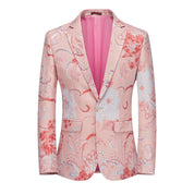 Men's Blazer Casual One Button Suit Jacket Leisure Floral Printed Sport Coat