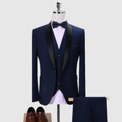 3 Piece Plain Tuxedo Set with Shawn Lapel