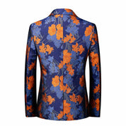 Men's Blazer Green Orange Jacquard Floral Sports Coat