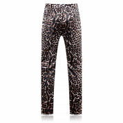 Mens Slim Fit Flat Front Cheetah Pants Leopard Trousers Animal Print