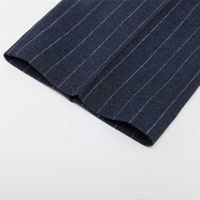 Mens 2 Piece Double Breasted Suit Slim Fit Pinstripe Tuxedos