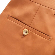 Mens Slim Fit Flat Front Pants Solid Beige Trousers