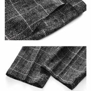 Men's 3 Piece Plaid Suit in Black & Khaki & Blue