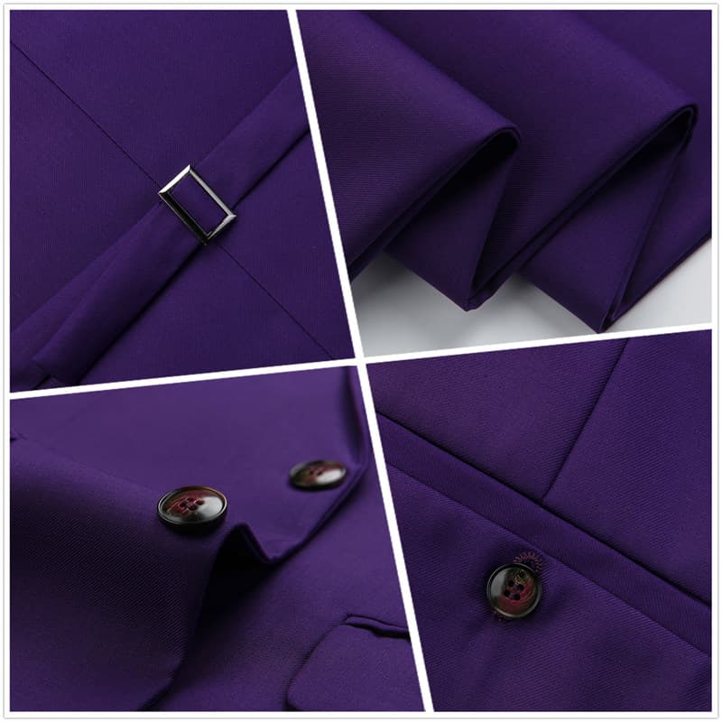 Men Solid Purple 2 Piece Suit One Button Closure
