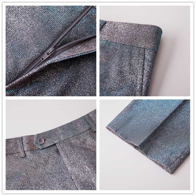 Men's 2 Piece Glittering Tuxedo in Silver for Party Prom