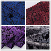 Mens Slim Fit Flat Front Pants Fashion Jacquard Trousers