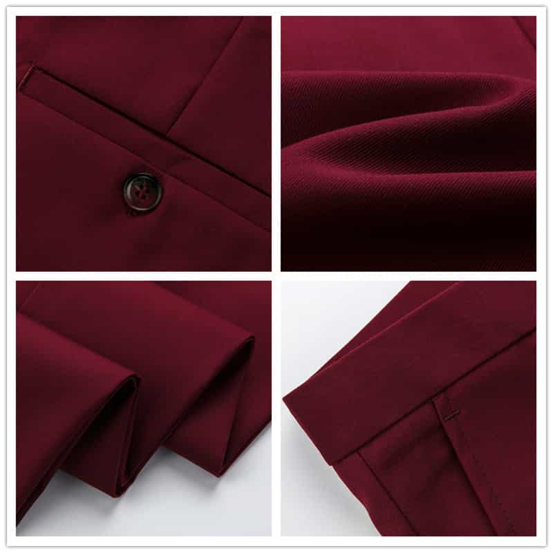 Men 2 Piece Suit in Solid Burgundy One Button Closure