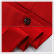 Men Solid Red Leisure 2 Piece Suit One Button Closure