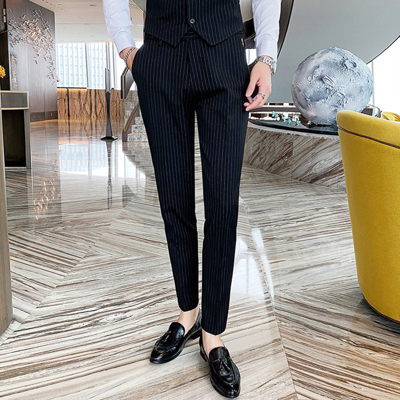 Men's Suits 3 Piece Striped Tuxedo Skinny Pinstriped Tux