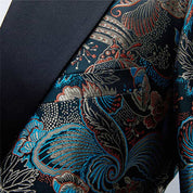 Men 2 Piece Embroidered Tuxedo with Colorful Pattern